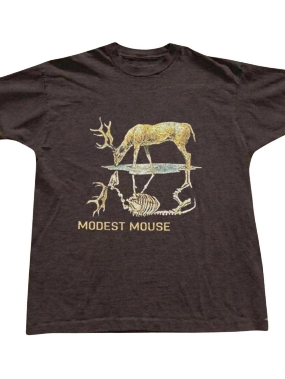 Black Modest Mouse Short Sleeve Tee with Deer Graphic
